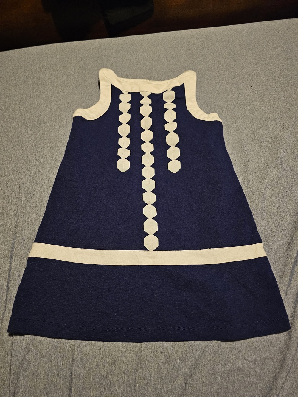 Gymboree Navy and Cream Sleeveless A-Line Dress with Front Trim